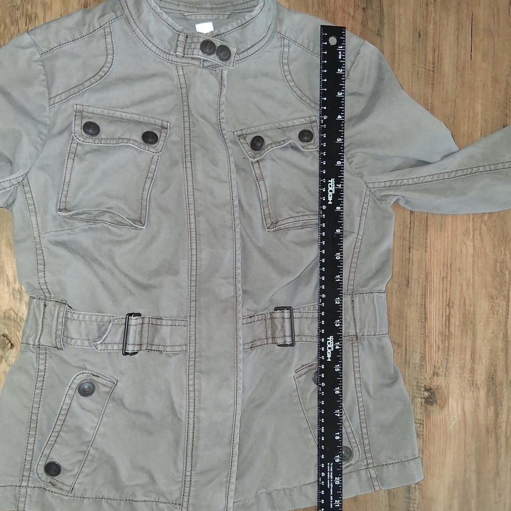 Ann Taylor LOFT Utility Field Jacket Olive Taupe Cotton Military Coat Womens 4P - Picture 4 of 16